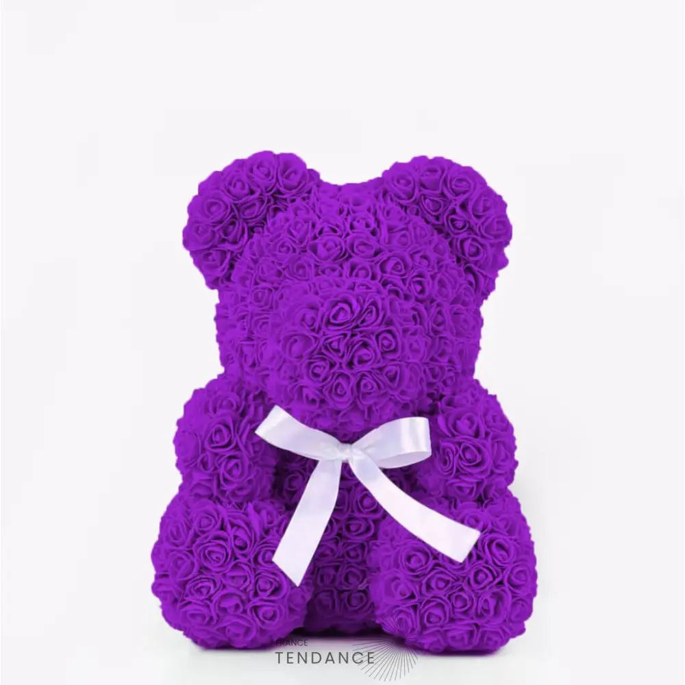 Ours En Roses éternelles Violet (40 Cm) | France-Tendance