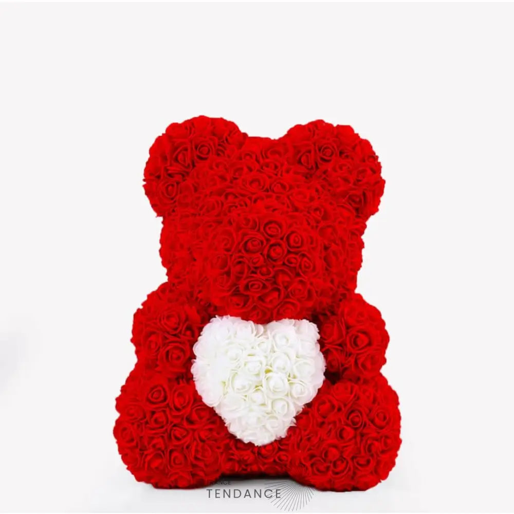 Ours En Roses Rouges Avec Coeur (40 Cm) | France-Tendance