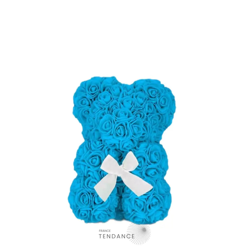 Ourson En Roses éternelles Bleu (25 Cm) | France-Tendance