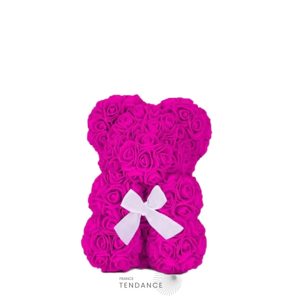Ourson En Roses éternelles Fushia (25 Cm) | France-Tendance