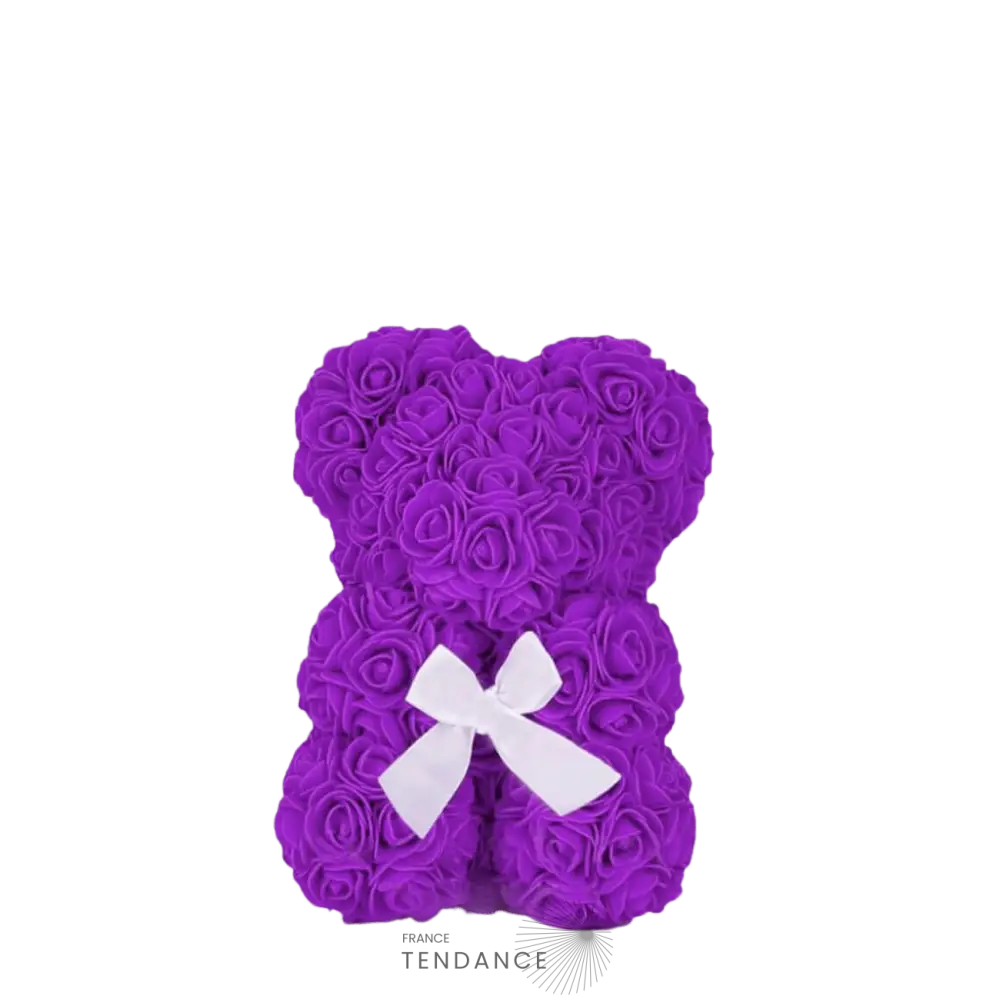 Ourson En Roses éternelles Violet (25 Cm) | France-Tendance