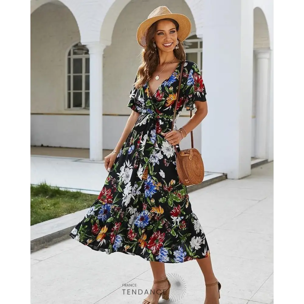 Robe Boho Florale Nouée | France-Tendance