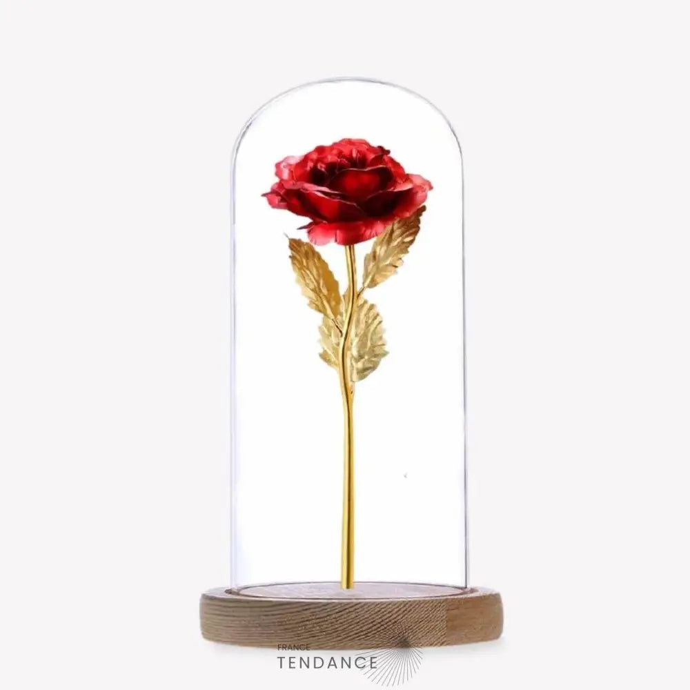 Rose éternelle Or Rouge Sous Cloche | France-Tendance