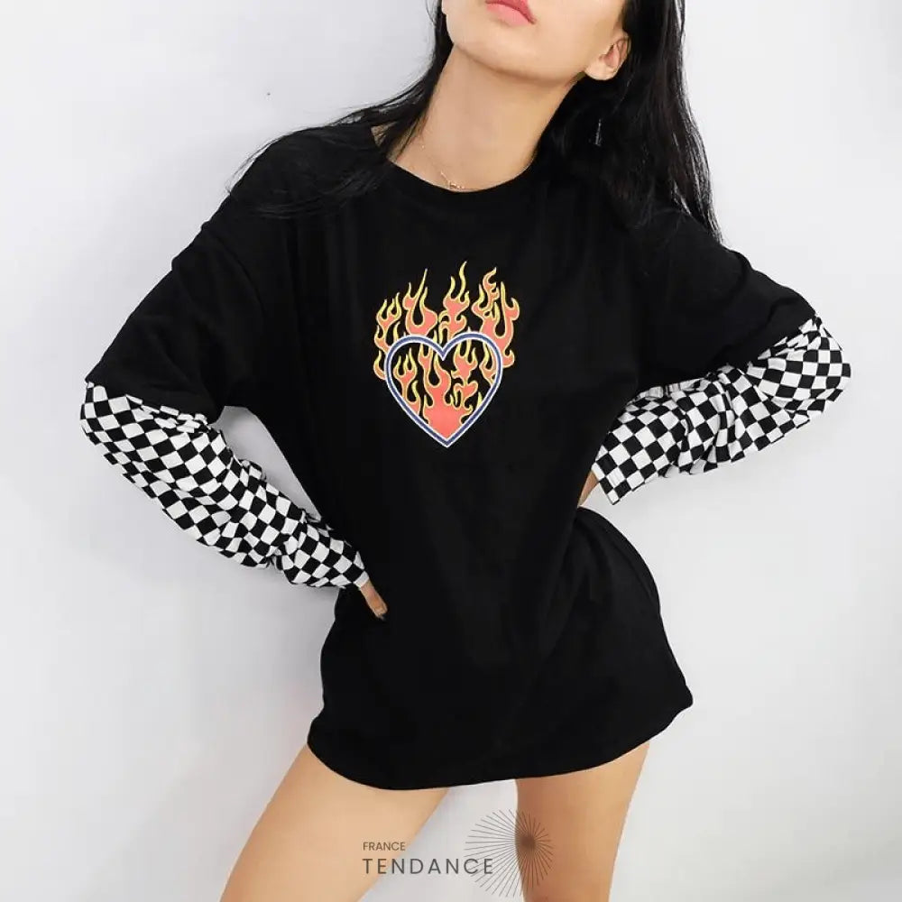 T-shirt Long Love Fire | France-Tendance