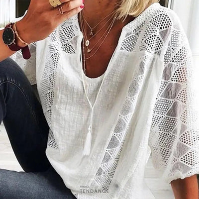 Haut Dentelle à Manches 3/4 | France-Tendance