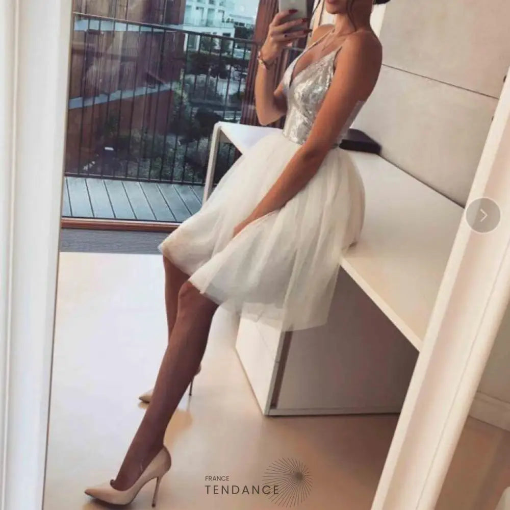 Mini Robe De Soirée Sequins | France-Tendance