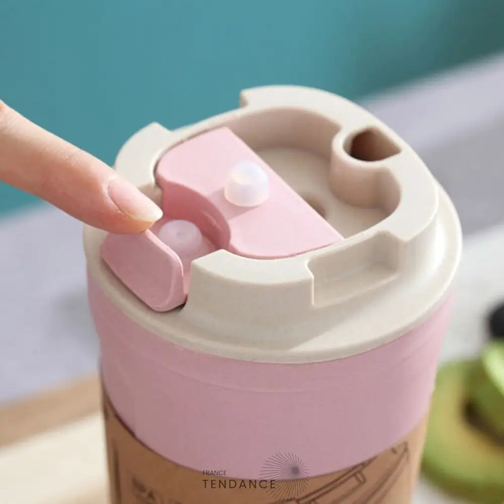 Mug De Voyage En Bambou pastel & Roses | France-Tendance