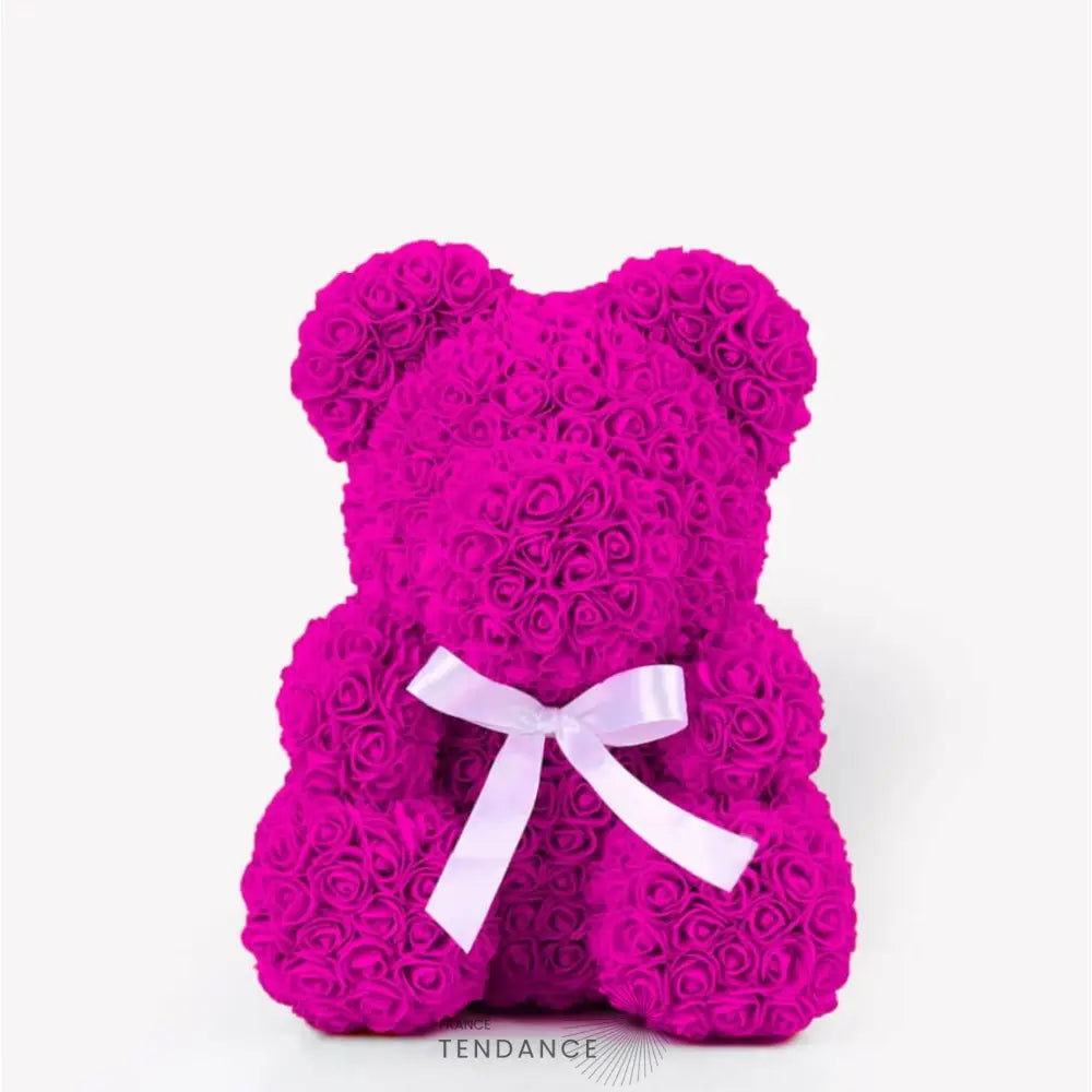 Ours En Roses éternelles Fushia (40 Cm) | France-Tendance