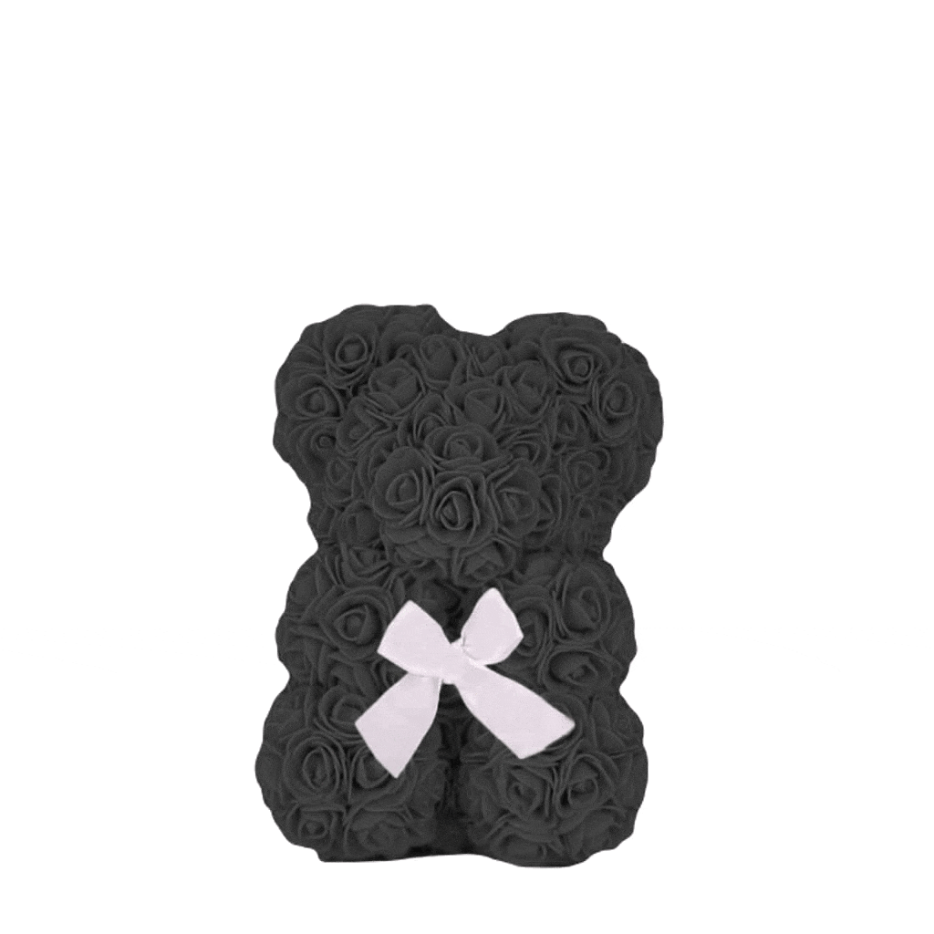 Ourson En Roses éternelles Noir (25 Cm) | France-Tendance