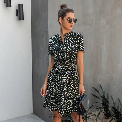 Robe Léopard à Manches Courtes | France-Tendance