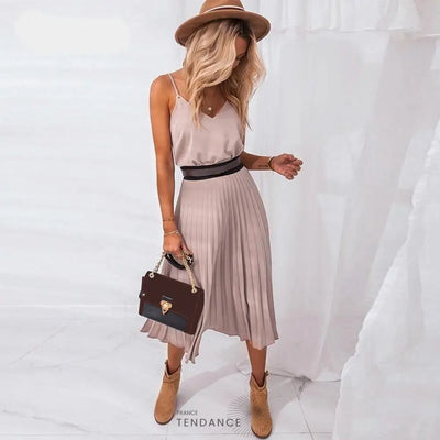 Robe Plissée Col v | France-Tendance