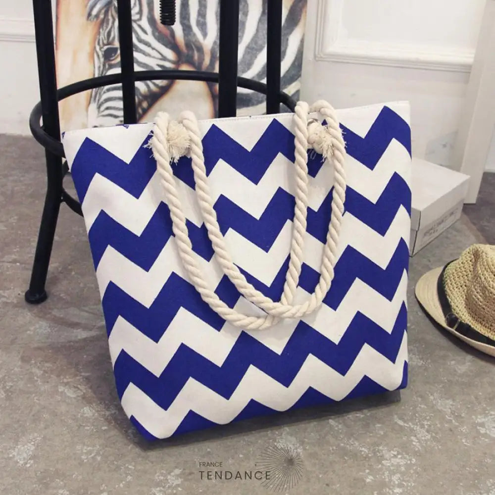 Sac De Plage à Rayures Zigzag | France-Tendance