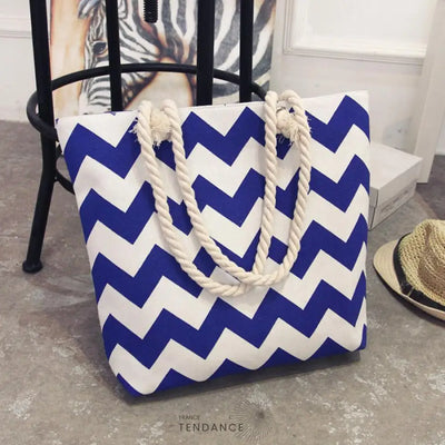 Sac De Plage à Rayures Zigzag | France-Tendance