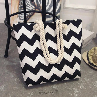 Sac De Plage à Rayures Zigzag | France-Tendance